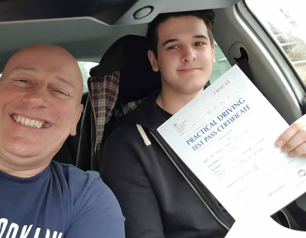 Bob Seys with Thetford pupil who has just passed his test