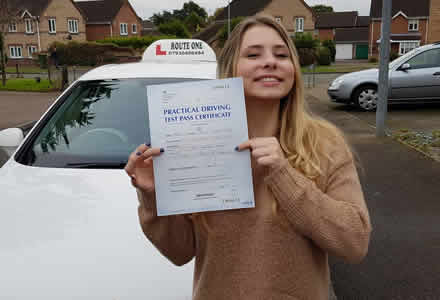 Female student passed test at Bury St Edmunds